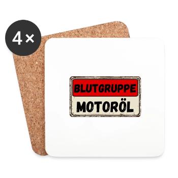 Huile Moteur Mécanicien Voiture Garage Moto Drôle - Dessous de verre (lot de 4) - blanc - Devant