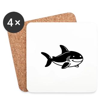 Requin - Dessous de verre (lot de 4) - blanc - Devant