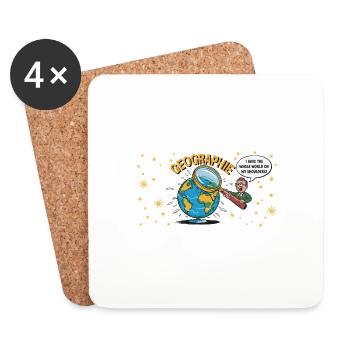 Drôle de géographie Le monde entier sur vos épaules - Dessous de verre (lot de 4) - blanc - Devant