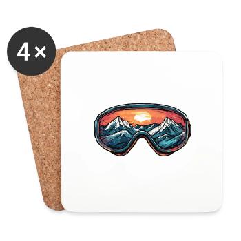 Skibrille Berge Ski - Untersetzer (4er-Set) - Weiß - Vorne