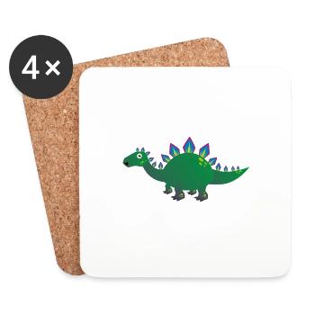 Dessin animé dragon dinosaure vert bébé - Dessous de verre (lot de 4) - blanc - Devant