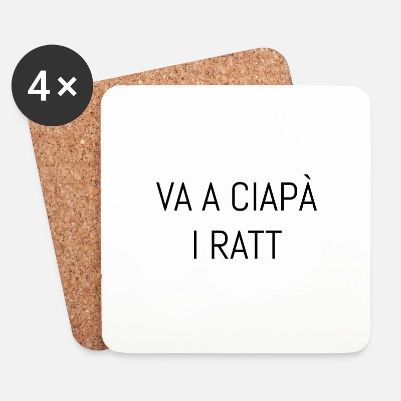 Va a ciapa i ratt - Sottobicchieri (set da 4 pezzi) - bianco