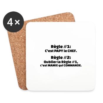 rule 1 it's grandpa the boss rule 2 forget rule 1 - Coasters (set of 4) - white - Front