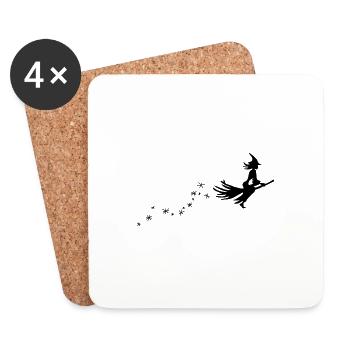 Balai de sorcière - Dessous de verre (lot de 4) - blanc - Devant