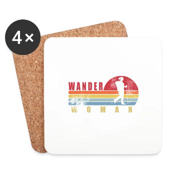 Retro Vintage Wanderwoman Geschenk Frau Wandern - Untersetzer (4er-Set) - Weiß - Vorne