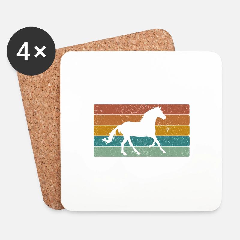 Cheval - Dessous de verre (lot de 4) - blanc