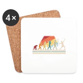 Funny Tennis Evolution Funny Retro Style for Tenni - Coasters (set of 4) - white - Front