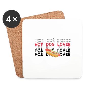 Hot Dog Sausage Love Hot dog fast food - Coasters (set of 4) - white - Front