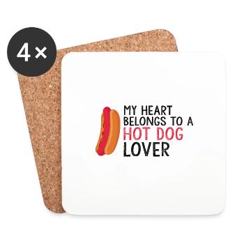 Mon cœur appartient au cadeau hot-dog lover - Dessous de verre (lot de 4) - blanc - Devant