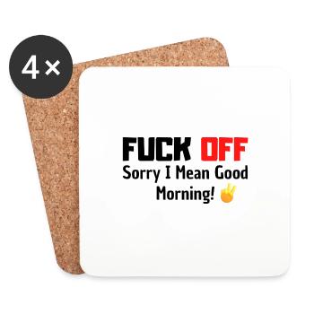 Fuck off - Untersetzer (4er-Set) - Weiß - Vorne