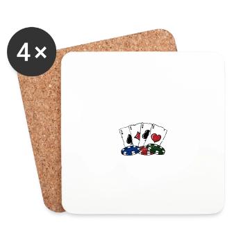 Risky Play Card Games Poker Card Player Poker - Untersetzer (4er-Set) - Weiß - Vorne