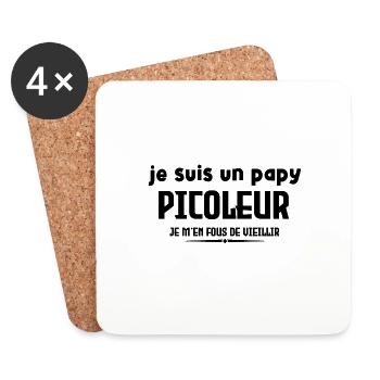 Je Suis Un Papy Picoleur je m'en fous de Vieillir - Dessous de verre (lot de 4) - blanc - Devant