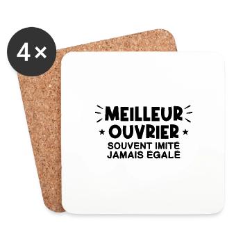 Ouvrier | Je suis le meilleur Ouvrier !! - Dessous de verre (lot de 4) - blanc - Devant