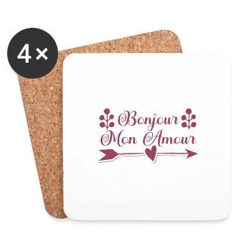 Bonjour mon amour. cadeau saint valentin. - Dessous de verre (lot de 4) - blanc - Devant