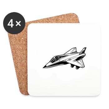 Fighter jet - Coasters (set of 4) - white - Front