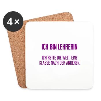 Ich bin Lehrerin - ich rette die Welt - Untersetzer (4er-Set) - Weiß - Vorne