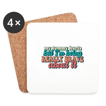 Survivant de maux de ventre Mon ventre fait mal Nourriture drôle - Dessous de verre (lot de 4) - blanc - Devant