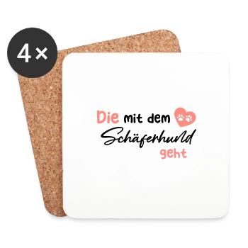 Die mit dem Schäferhund geht - Hund Hundeliebhaber - Untersetzer (4er-Set) - Weiß - Vorne