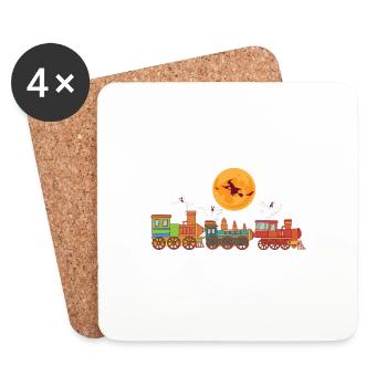 Spooky Ghost Train Boo Trick Or Treat Creepy Lazy - Coasters (set of 4) - white - Front