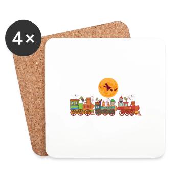 Happy Halloween Ghost Train Spooky Gnomes Zombie - Coasters (set of 4) - white - Front
