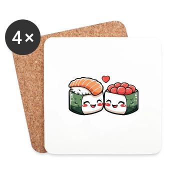 Sushi Paar Liebe Herz Valentinstag - Untersetzer (4er-Set) - Weiß - Vorne