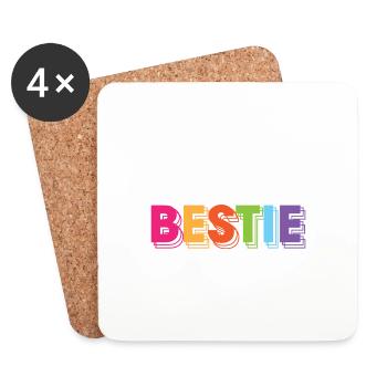 Elle est ma co-enseignante Bestie Copain de travail Meilleure amie - Dessous de verre (lot de 4) - blanc - Devant