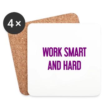 Travailler intelligemment et dur – La devise du succès pour ceux qui agissent - Dessous de verre (lot de 4) - blanc - Devant
