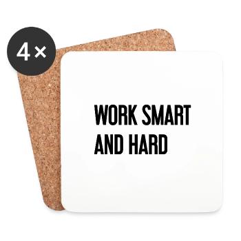 Travailler intelligemment et dur – La devise du succès pour ceux qui agissent - Dessous de verre (lot de 4) - blanc - Devant