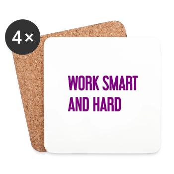 Travailler intelligemment et dur – La devise du succès pour ceux qui agissent - Dessous de verre (lot de 4) - blanc - Devant
