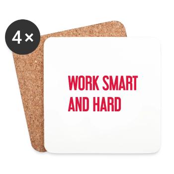 Travailler intelligemment et dur – La devise du succès pour ceux qui agissent - Dessous de verre (lot de 4) - blanc - Devant