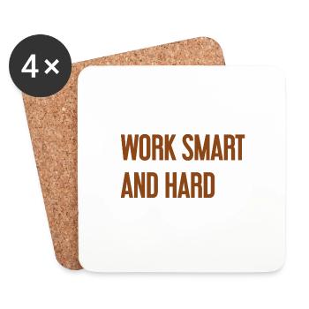 Travailler intelligemment et dur – La devise du succès pour ceux qui agissent - Dessous de verre (lot de 4) - blanc - Devant