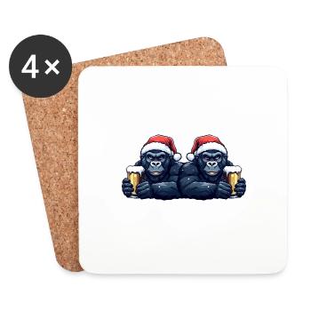 L’équipe de la bière de Noël Gorilla - Dessous de verre (lot de 4) - blanc - Devant