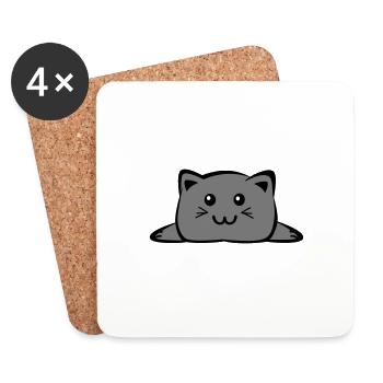 Cat Chibi - Untersetzer (4er-Set) - Weiß - Vorne