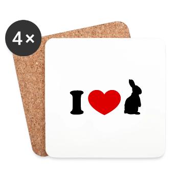 I love Ich liebe Ostern Hase Ostern Osterhase Deko - Untersetzer (4er-Set) - Weiß - Vorne