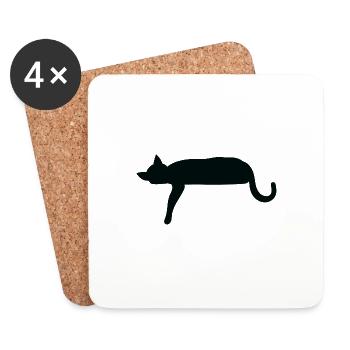Silhouette of cat laying down - Coasters (set of 4) - white - Front