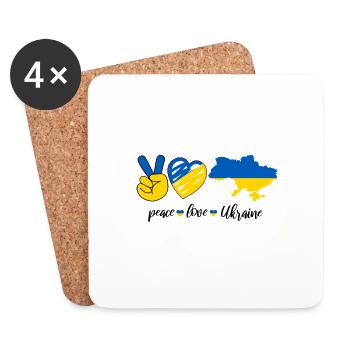 Peace Love Ukraine Support Ukrainian Freedom - Coasters (set of 4) - white - Front