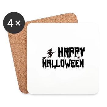 happy Halloween. joyeux halloween. - Dessous de verre (lot de 4) - blanc - Devant