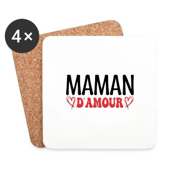 Maman d'amour, fêtes des mères. cadeau maman, mère - Dessous de verre (lot de 4) - blanc - Devant