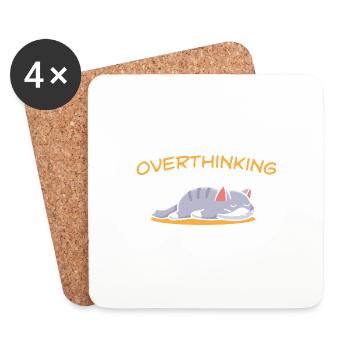 Overthinking And Also Hungry Cat Lover Foodie - Coasters (set of 4) - white - Front