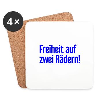 Freedom on Two Wheels - Cyclist Design - Coasters (set of 4) - white - Front