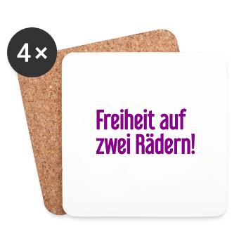 Freedom on Two Wheels - Cyclist Design - Coasters (set of 4) - white - Front