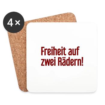 Freedom on Two Wheels - Cyclist Design - Coasters (set of 4) - white - Front