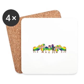 Jesus Loves All His Sheep LGBTQ Proud Ally Gay - Coasters (set of 4) - white - Front