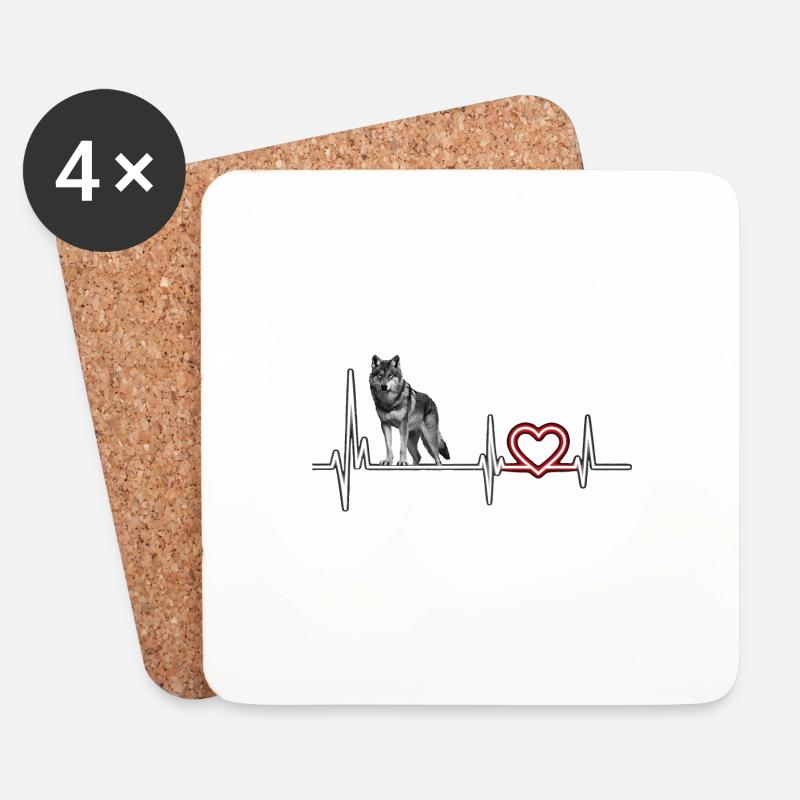Wolf - Untersetzer (4er-Set) - Weiß