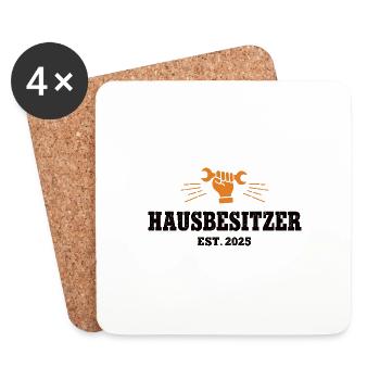 Hausbesitzer 2025 Haus Bauen Bauherren Richtfest - Untersetzer (4er-Set) - Weiß - Vorne
