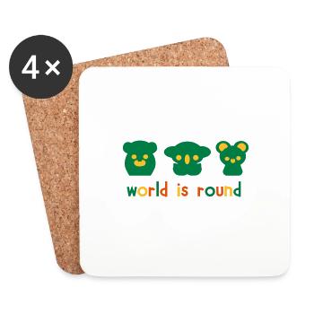 world round comical bears - Coasters (set of 4) - white - Front