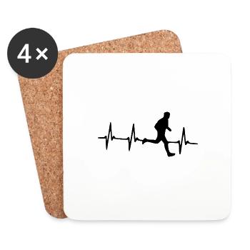 Herzschlag Joggen Laufen Puls Heartbeat Running - Untersetzer (4er-Set) - Weiß - Vorne