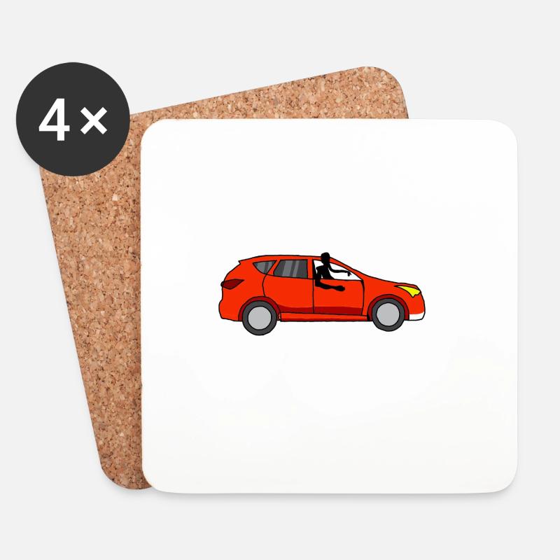 Mit dem Auto Simone - Untersetzer (4er-Set) - Weiß