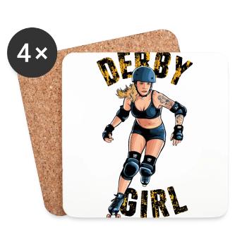 Roller Derby Rollschuhfahren für einen - Untersetzer (4er-Set) - Weiß - Vorne