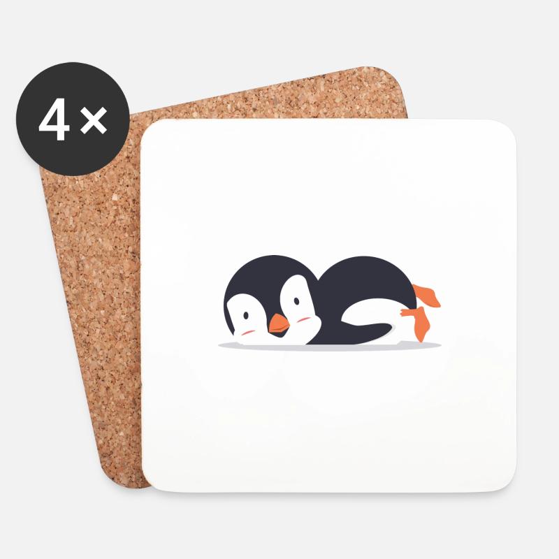 Pinguin - Untersetzer (4er-Set) - Weiß